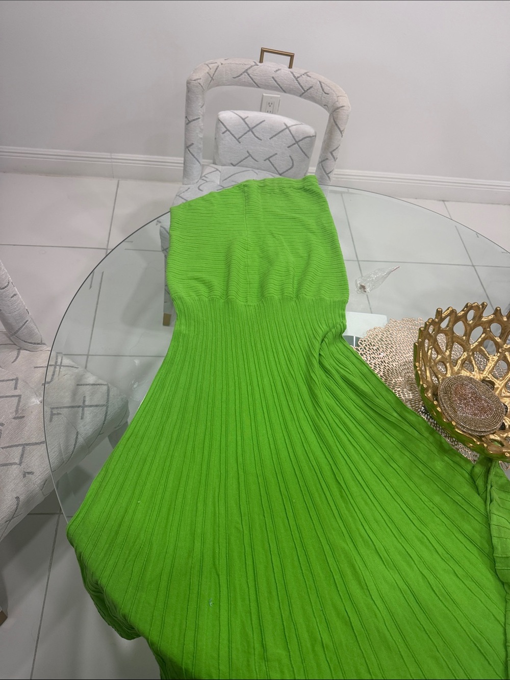 REVOLVE Strapless Bright Green Pleated Maxi Dress - Picture 1 of 2